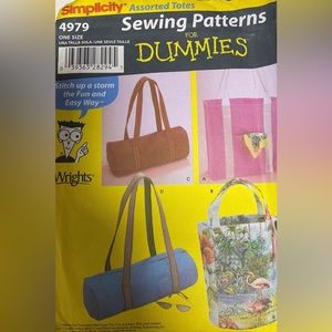 Simplicity 4979 Sewing for Dummies Assorted Totes CUT No Date